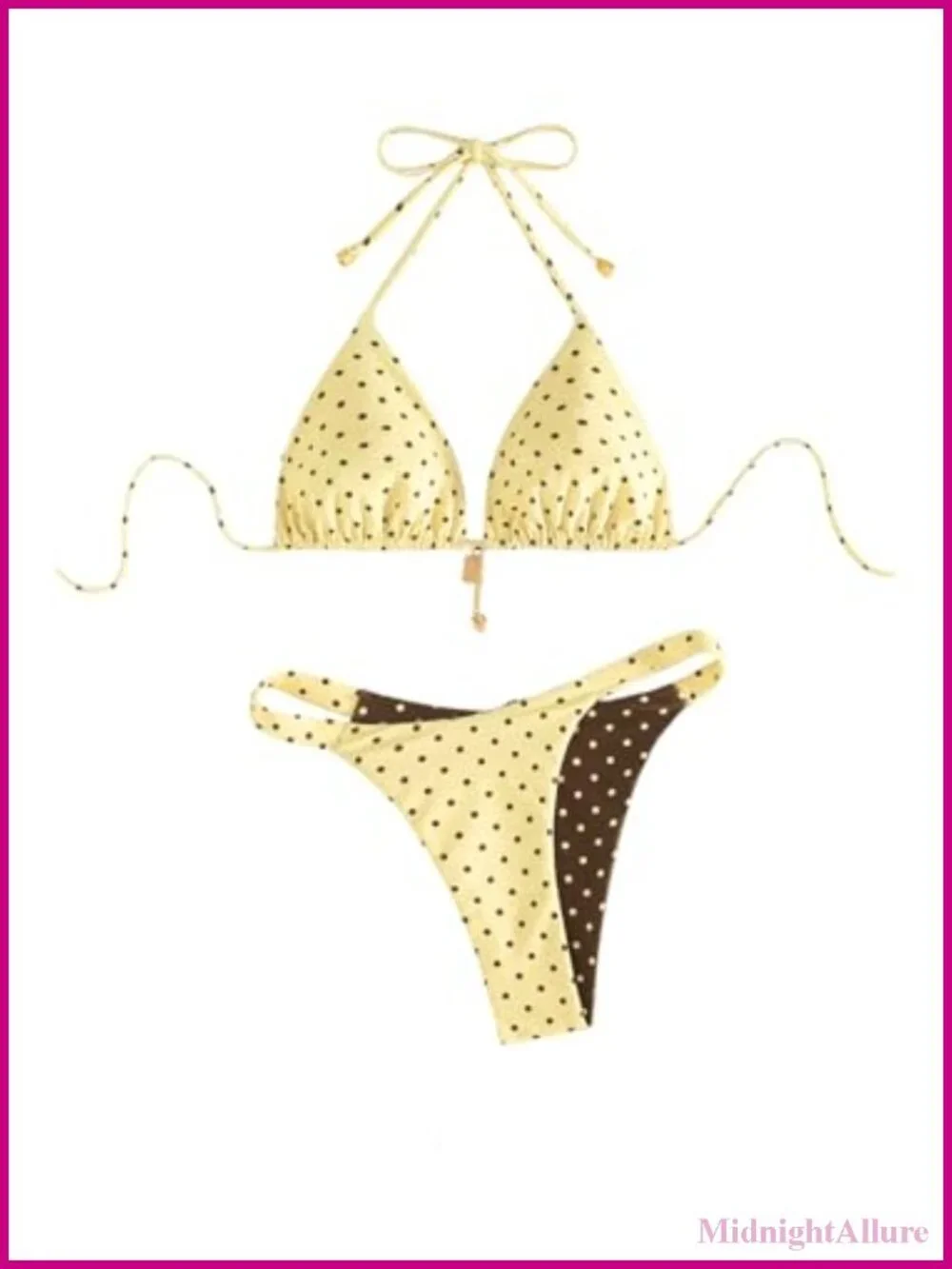 Women's Reversible Polka Dot Bikini Set Halter Triangle High Stretch Beachwear